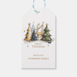 Étiquettes-cadeau Elegant Reindeer and Christmas Trees