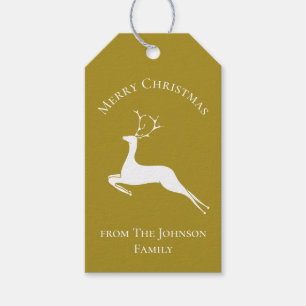 Étiquettes-cadeau Élégant renne d'or Joyeux Noël personnalisé de