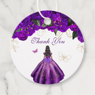Étiquettes Cadeau Élégant Rose de papillon violet  Merci