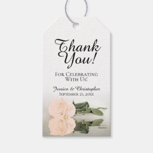 Étiquettes-cadeau Élégant Rose de pêche à l'ivoire Merci Mariage