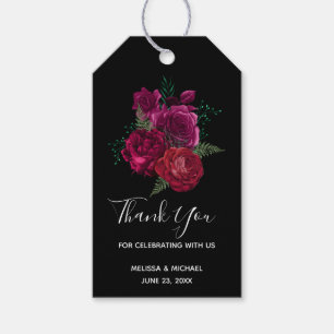 Étiquettes-cadeau Élégant Rose Magenta Floral Bouquet Mariage