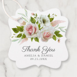 Étiquettes Cadeau Elégant rose Roses Aquarelle Mariage Floral