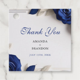Étiquettes Cadeau Elégant Roses bleu marine et Mariage Parties scint