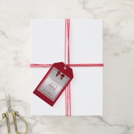 Étiquettes-cadeau Elégant Ruby Rouge & Parties scintillant Argent 40
