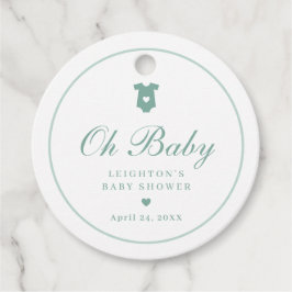 Étiquettes Cadeau Élégant Sage Green Script Oh Baby shower