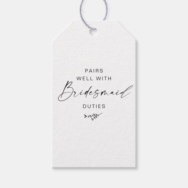 Étiquettes-cadeau Élégant Script Bridesmaid Proposition Botanique (Devant)