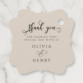 Étiquettes Cadeau Élégant script de calligraphie Mariage Merci
