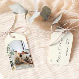 Étiquettes-cadeau Élégant script minimaliste Joyeux vacances photo