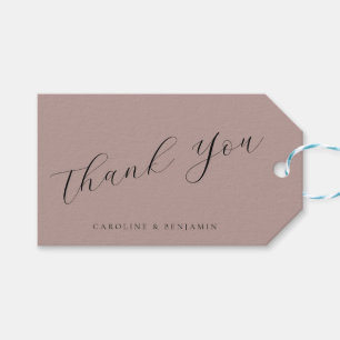 Étiquettes-cadeau Élégant script personnalisé Mariage de Merci Mauve