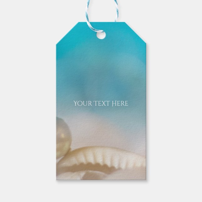 Étiquettes-cadeau Elégant Sea Shells Blue Tropical Beach Mariage (Devant)