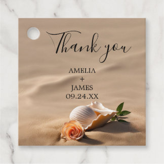 Étiquettes Cadeau Elégant Sea Waves Sand Beach Mariage