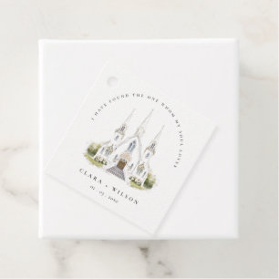 Étiquettes Cadeau Élégant simple catholique Mariage de l'église aqua