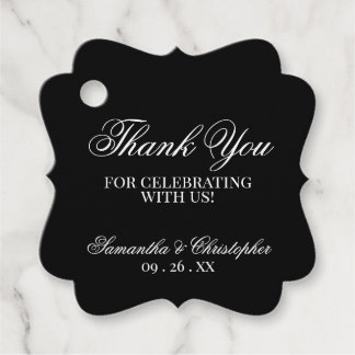 Étiquettes Cadeau Élégant simple chic Merci noir Mariage