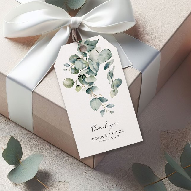 Étiquettes-cadeau Elégant Succulent Eucalyptus Mariage de verdure (Créateur téléchargé)