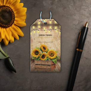 Étiquettes-cadeau Élégant tourbe de tournesol rustique Baby shower m