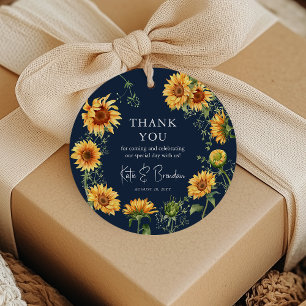 Étiquettes Cadeau Elégant tournesol d'automne et Mariage de  de la M