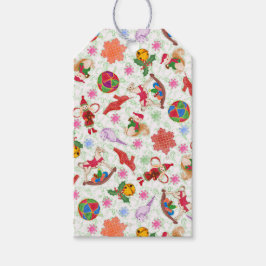 Étiquettes-cadeau Elégant Vert Kitsch Aquarelle Ditsy Holiday