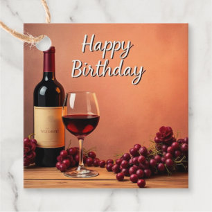 Étiquettes Cadeau Élégant vignoble Joyeux Anniversaire Vin et raisin