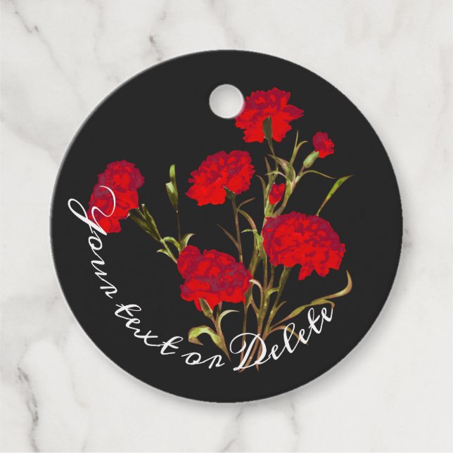 Étiquettes Cadeau Elégant Vintage Floral Carnation rouge sur mesure (Devant)