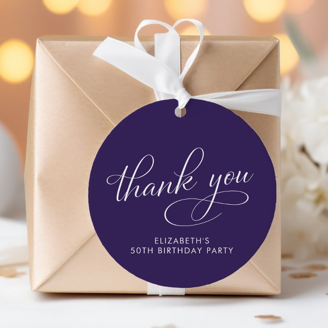 Étiquettes Cadeau Elégant violet 50e anniversaire Merci de fête (Créateur téléchargé)