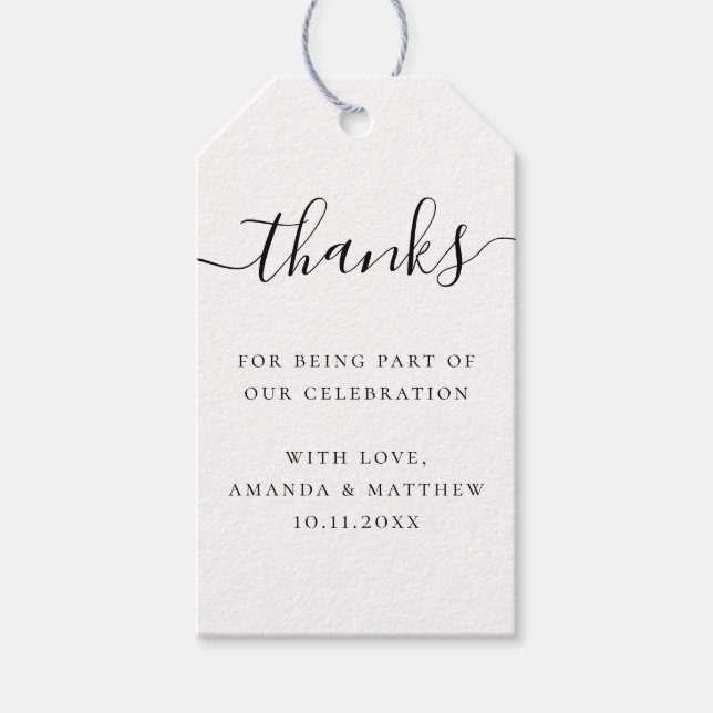 Étiquettes-cadeau Elegant Wedding | Minimal Script Thank You Favor (Devant)