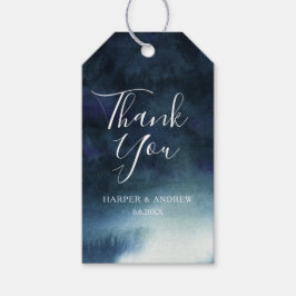 Étiquettes-cadeau Elégante aquarelle bleu marine | Merci Favor Balis