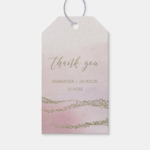 Étiquettes-cadeau Elégante aquarelle en Merci Mariage Bleu