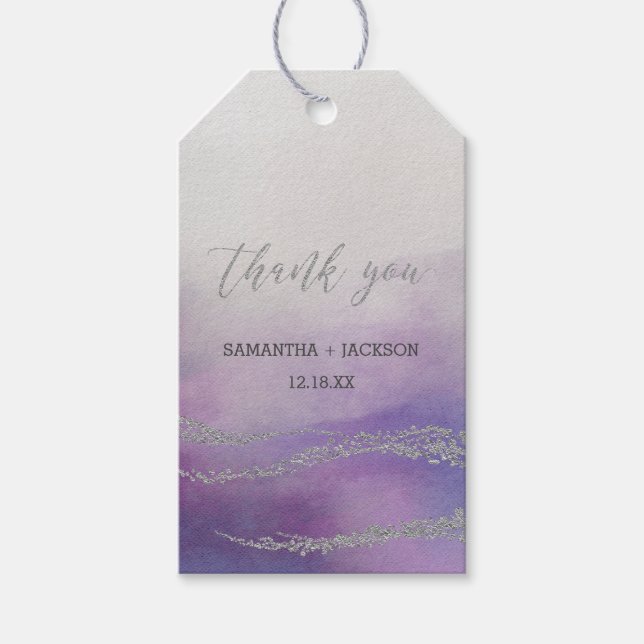 Étiquettes-cadeau Elégante aquarelle en Merci Mariage orchidée (Devant)