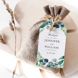 Étiquettes-cadeau Elégante aquarelle feuillue Botanique Vert Mariage
