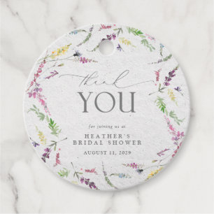 Étiquettes Cadeau Elégante aquarelle Fleur sauvage Fête des mariées 