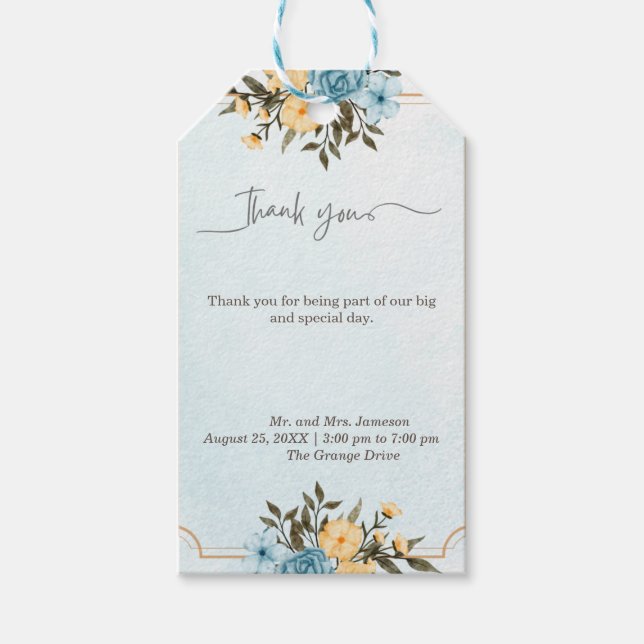 Étiquettes-cadeau Elégante aquarelle florale moderne Mariage de verd (Devant)