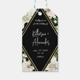 Étiquettes-cadeau Elégante aquarelle florale noir et blanc