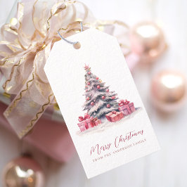 Étiquettes-cadeau Elégante aquarelle Noël Arbre vacances