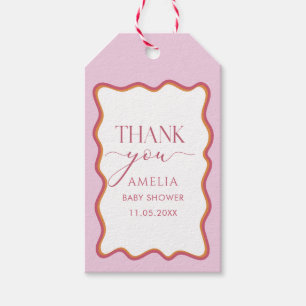 Étiquettes-cadeau Elégante aquarelleMinimaliste Wavy Rose chaud oran