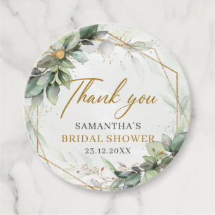 Étiquettes Cadeau Élégante baby shower bohème avec verdure d'eucalyp