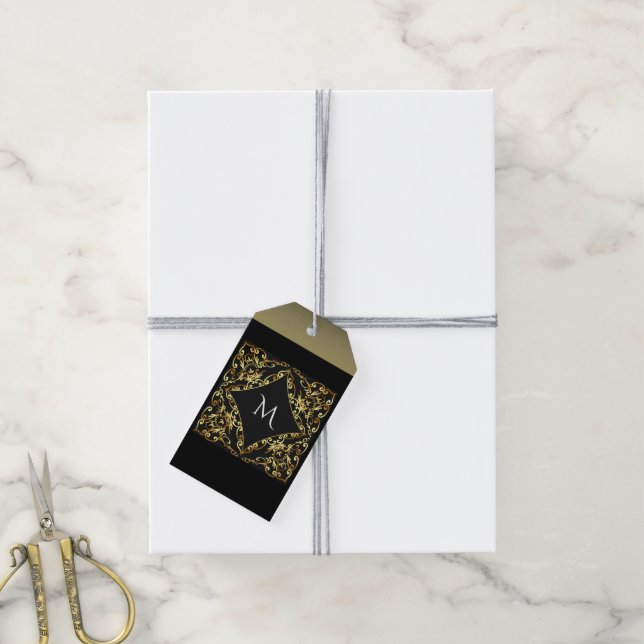 Étiquettes-cadeau Élégante balise Monogramme (Avec de la ficelle)