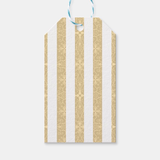 Étiquettes-cadeau Elégante bande or & blanc (Devant)