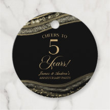 Elégante Black Gold Agate 5e anniversaire fête