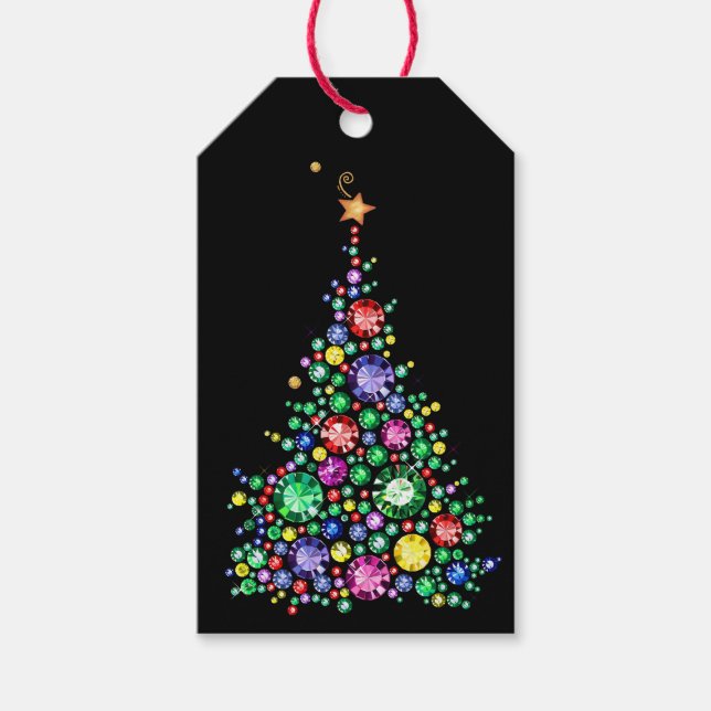 Étiquettes-cadeau Élégante Bling Christmas Tree Gift Balise (Devant)