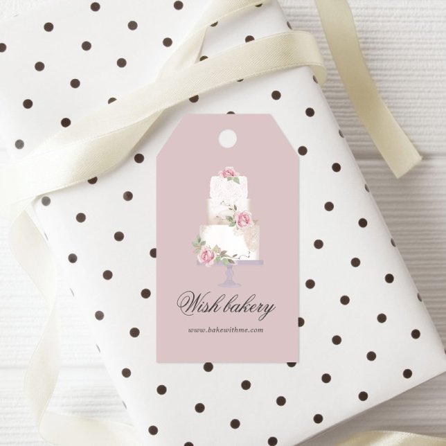 Étiquettes-cadeau Élégante Boulangerie Monogramme De Gâteau À Trois  (Créateur téléchargé)