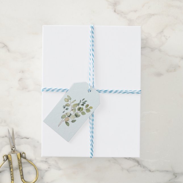 Étiquettes-cadeau Élégante branche Eucalyptus Botanique Dusty Green (Avec de laficelle)