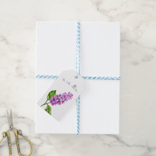 Étiquettes-cadeau Élégante branche lilas aquarelle