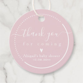 Étiquettes Cadeau Élégante calligraphie Baby shower rose Merci