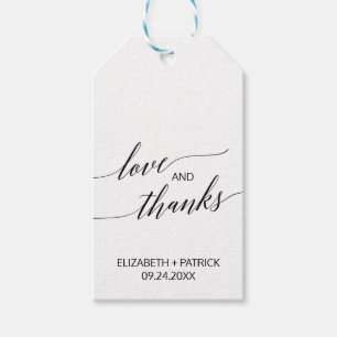 Étiquettes-cadeau Élégante Calligraphie blanche et noire Aimer & Mer