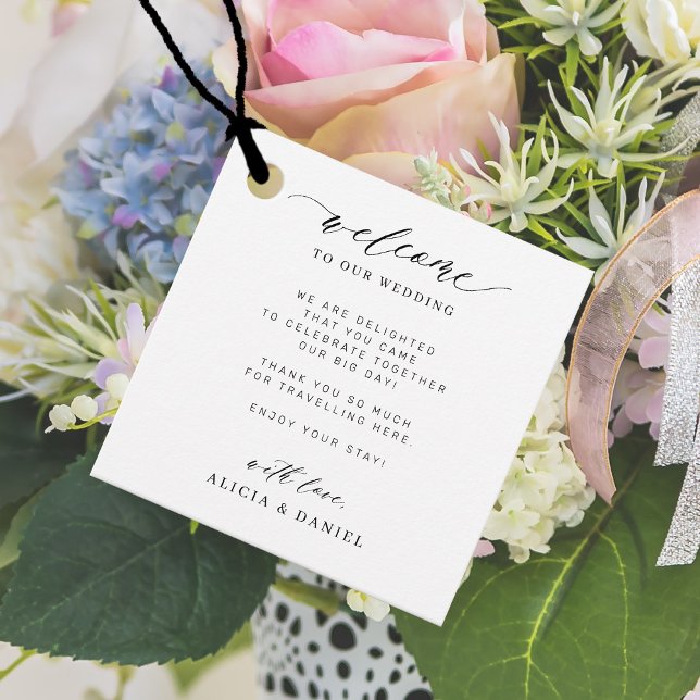 Étiquettes Cadeau Elégante calligraphie mariage personnalisé accueil (Créateur téléchargé)