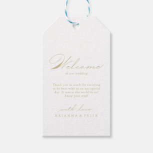 Étiquettes-cadeau Élégante Calligraphie Moderne Mariage Or Bienvenue