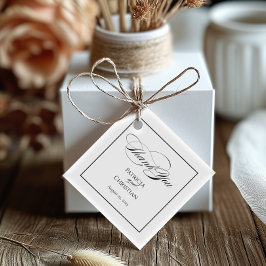 Étiquettes Cadeau Elégante calligraphie noire Merci balises de faveu