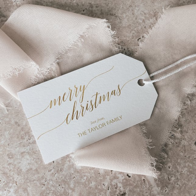 Étiquettes-cadeau Élégante calligraphie or Joyeux Noël (Créateur téléchargé)