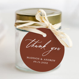 Étiquettes Cadeau Élégante calligraphie Terracotta Mariage Merci