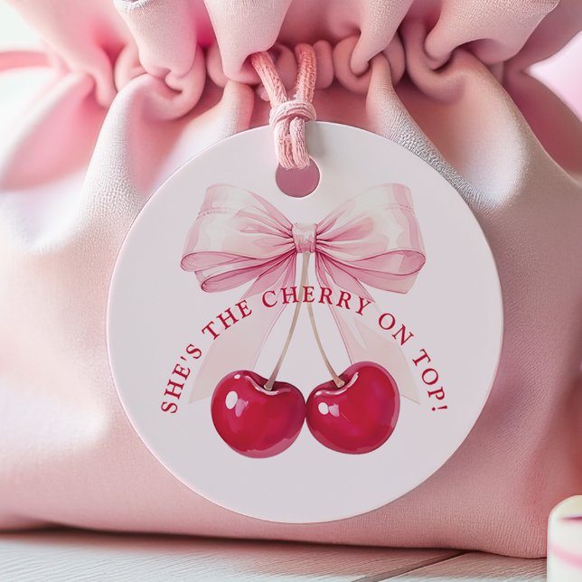 Étiquettes Cadeau Elégante cerise sur la Fête des mariées supérieure (Créateur téléchargé)